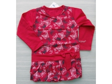 Dívčí tričko-tunika temně červená - vel. 104 (šatičky)
