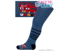 Bavlněné punčocháčky New Baby s ABS tmavě modré UK bus - 92 (18-24m)