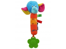 Dětská pískací plyšová hračka s chrastítkem - slon Oranžová