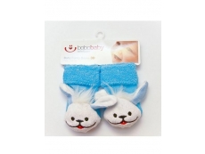 Ponožky kojenecké s chrastítkem - Modrý zajíček - vel.62 (3-6m)