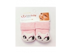 Ponožky kojenecké s chrastítkem - Růžová kočička - vel. 3-6m