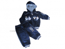 Souprava samet s kapucí ČOKOLÁDOVÁ - vel. 80 - obr. žirafka