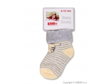 Kojenecké froté ponožky - Žlutá+šedá 3-12měsíců