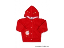 Dětská mikinka s kapucí  samet - vel. 80 - červená