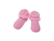 Kojenecké ponožky s volánkem tmavě růžové - 56 (0-3m)