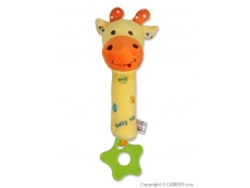 Dětské plyšové chrastítko s pískátkem - žirafa
