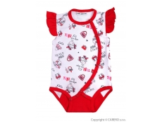 Kojenecké body propínací Bílá + červená - vel. 62 (3-6m)