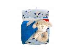 Dětská oboustranná deka s chrastítkem - Modrá
