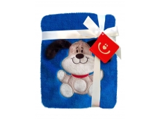 Dětská deka z mikrovlákna - modrá - pejsek