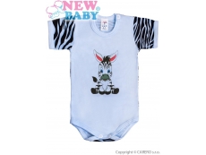 Kojenecké body s krátkým rukávem Zebra - Modrá 80 (9-12m)