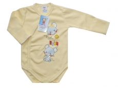 Kojenecké body zavinovací + přehrnovací rukávky myšky Žlutá - vel. 56