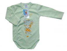 Kojenecké body zavinovací + přehrnovací rukávky Světle zelená - vel. 56