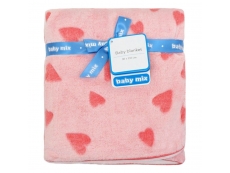 Dětská oboustranná deka růžová se srdíčky - 80x110cm