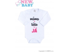 Body s potiskem máma plus táta rovná se JÁ - Růžová 74 (6-9m)