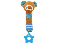 Dětská pískací plyšová hračka s kousátkem medvídek - modrý