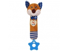 Dětská pískací plyšová hračka s kousátkem liška - Modrá
