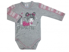 Kojenecké body Princess - Šedá + růžová - vel. 74