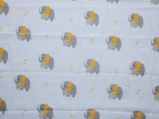 Dětská látková plena s potiskem 70 x 70 cm - slon žlutá - český výrobek (skladem 1 poslední kus)
