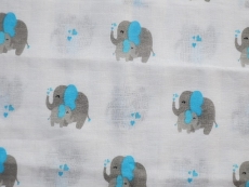 Dětská látková plena s potiskem 70 x 70 cm - slon modrá - český výrobek(skladem poslední 1ks)