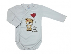 Body zavinovací - přehrnovací rukávky - český nápis Miláček - vel. 62 Bílé