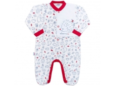Kojenecký bavlněný overal ježek červený - 56 (0-3m)