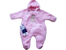 Kojenecký overal fleece-peří - světle růžová vel. 80 medvídek