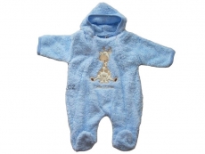 Kojenecký overal fleece-peří modrý vel. 62 medvídek