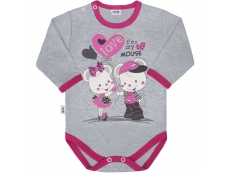 Dětské body s dlouhým rukávem myšky Růžová 86 (12-18m)