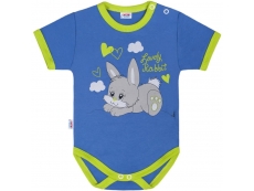 Dětské body s krátkým rukávem králík Modrá 80 (9-12m)