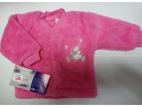 Kojenecký kabátek fleece-peří - vel. 68 tmavě růžový - medvídek