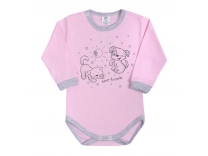 Kojenecké body s dlouhým rukávem - Kamarádi Růžová 74 (6-9m)