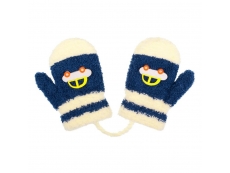 Dětské zimní rukavičky s autem modro-béžové - 80 (9-12m)