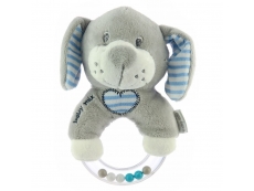 Dětské plyšové chrastítko - pes modrý