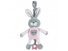 Edukační hrající plyšová hračka s klipem - králík růžový Modrá  BABY MIX