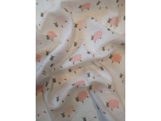 Dětská látková plena s potiskem 70 x 70 cm - beránek růžový - český výrobek