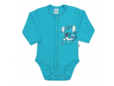 Kojenecké celorozepínací body Mouse tyrkysové - 68 (4-6m)