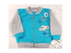 Souprava - dětská bavlněná mikina + tepláčky tyrkysová - vel. 92 bagr