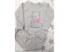 Dětské pyžamo s českým nápisem - šedá - vel. 104 kočička