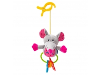 Dětská plyšová hračka s chrastítkem Baby Mix myš Růžová