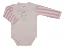 Kojenecké body růžová - vel. 80 kočka