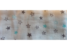 Dětská látková plena s potiskem 70 x 70 cm - šedé + tyrkysové hvězdy - český výrobek
