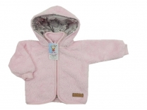 Kabátek fleece-peří s odepínací kapucí - tmavě starorůžový vel. 62