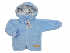 Kabátek fleece-peří s odepínací kapucí - modrý vel. 62