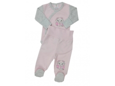 Souprava 2dílná (propínací body+polodupačky) Šedá+růžová - vel. 56