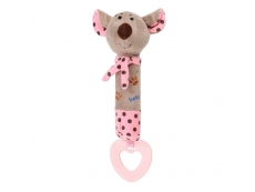 Dětská pískací plyšová hračka s kousátkem - myška růžová