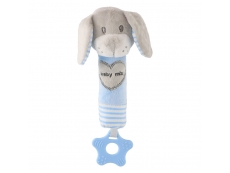 Dětská pískací plyšová hračka s kousátkem Baby Mix pes modrý Modrá  BABY MIX