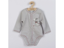 Kojenecké celorozepínací body Mouse šedá - 68
