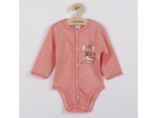 Kojenecké celorozepínací body Mouse lososová - 68 (4-6m)