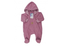 Kojenecký overal fleece-peří vel. 86 STŘEDNĚ ŠEDÁ - odepínací kapucka