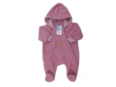 Kojenecký overal fleece-peří vel. 56 starorůžová - odepínací kapucka